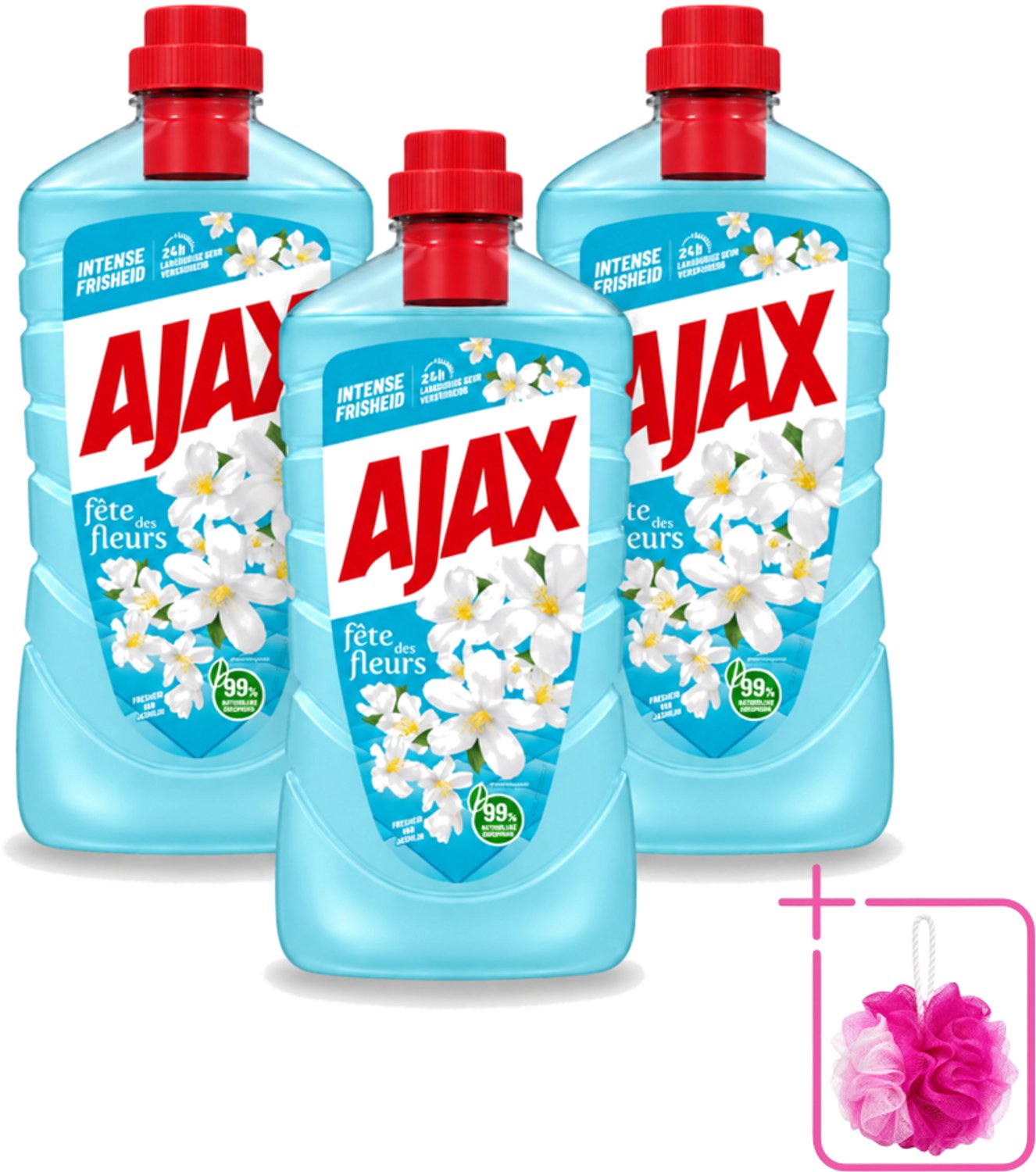 3 x Ajax – Allesreiniger – Jasmijn - 1000 ml - Bulkverpakking - Allesreiniger - Douchemop - Jasmijngeur