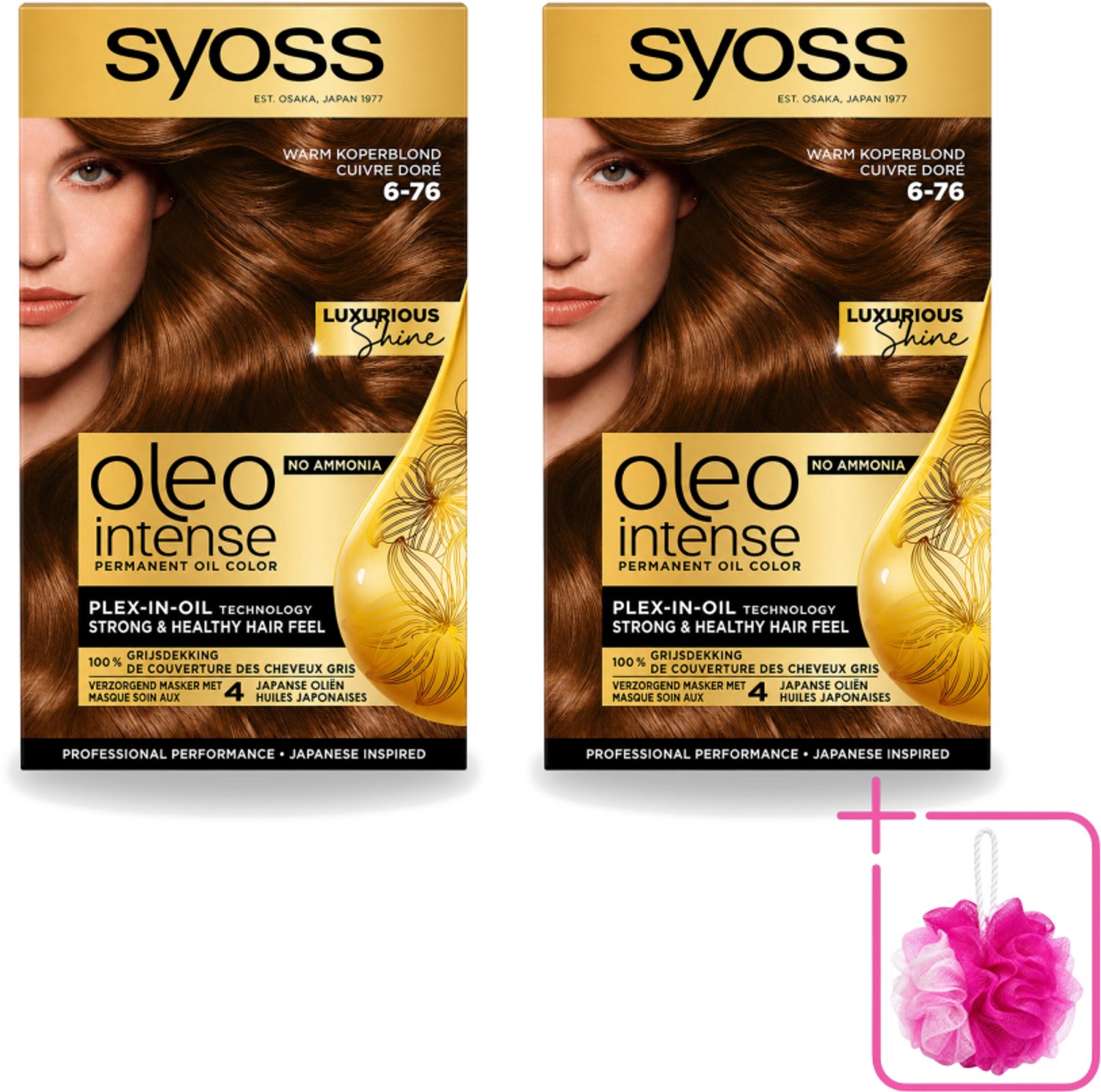 2 x SYOSS - Oleo Intense 6-76 - Haarverf - Permanente Haarkleuring - Warm Koperblond - Langdurige Kleur - Bulkverpakking - Haarkleur - Douchemop - Haarkleuring