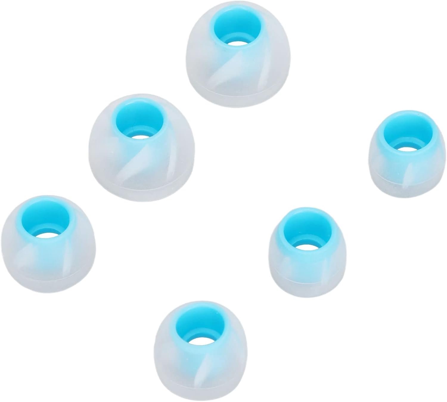 Oortelefoon Oordopjes Zachte Siliconen Vervangingstips voor Comfortabele Geluidsisolatie 6-delige Set voor 4,5-6,5 Mm Geluidsgaten (Transparant blauw)