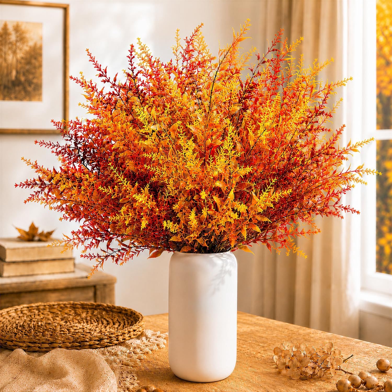 Kunstbloemen - Herfst - 10 bundels - Oranje, rood, bruin