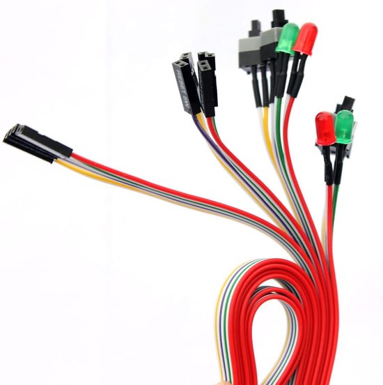2 stuks 4-in-1 PC Power Reset-schakelaar HDD moederborden LED-kabel lichtdraad kit voor computer 65 cm — afbeelding 3