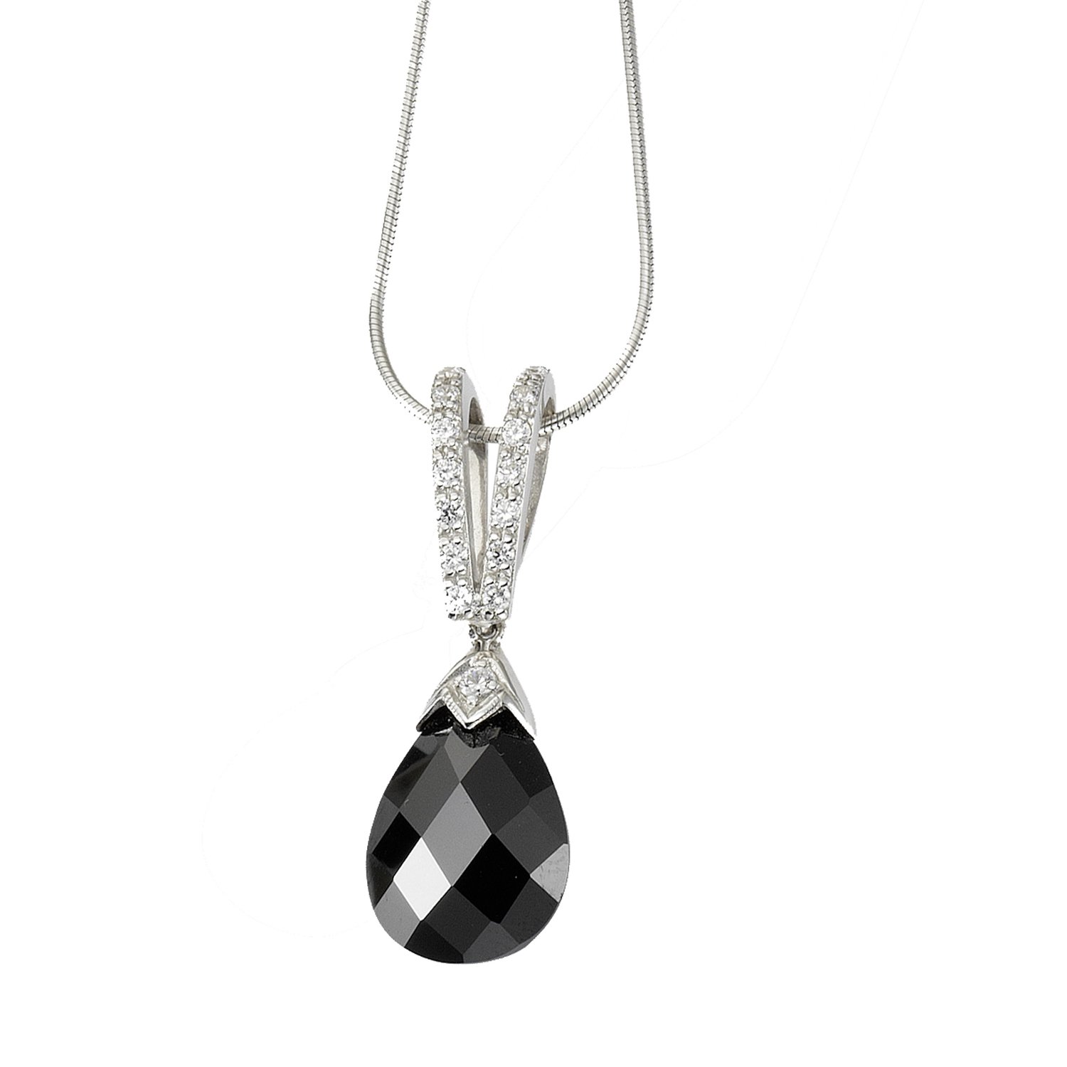 Celesta Silber Halskette Silber 925 rhodiniert 42+5cm mit Zirkonia-Steinen weiß und schwarz