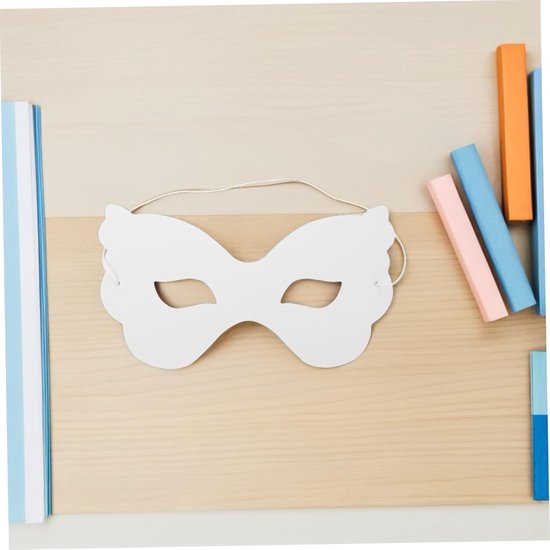 40 Stuks Delige Witte Papieren Kindermaskers Half Gezicht met Elastische Band Lichtgewicht Veilig voor DIY Schilderen Kunstprojecten Bij Carnaval Halloween Schoolfeesten — afbeelding 3