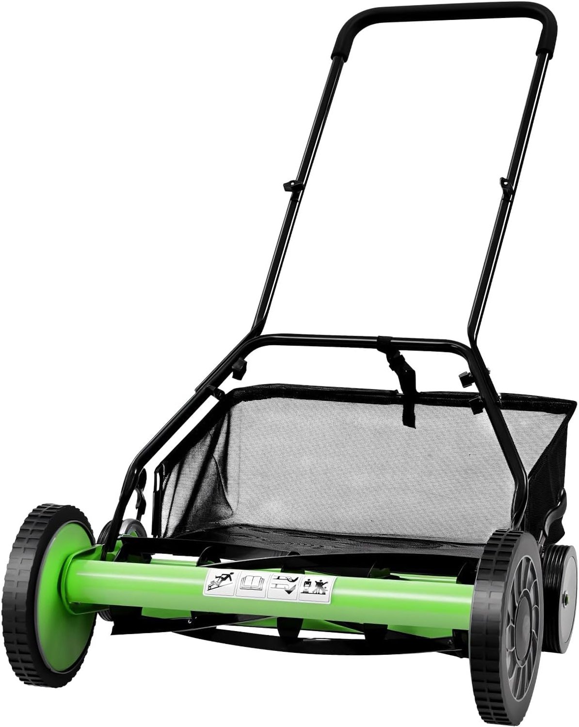 Handgrasmaaier, grasmaaier, handmatig met grasopvangmand, 20 inch, 5 messen, instelbare maaihoogte 3,4 - 6,4 cm, voor maximaal 500 m², groen