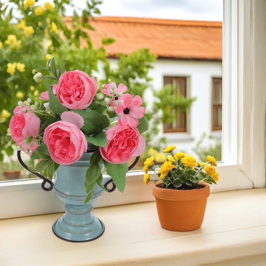 Vintage Metalen Bloempot met Handvat Retro Ijzeren Plantenbak met Verweerde Afwerking Rustieke Farmhouse Vaas voor Tuin Veranda Interieurdecoratie — afbeelding 3