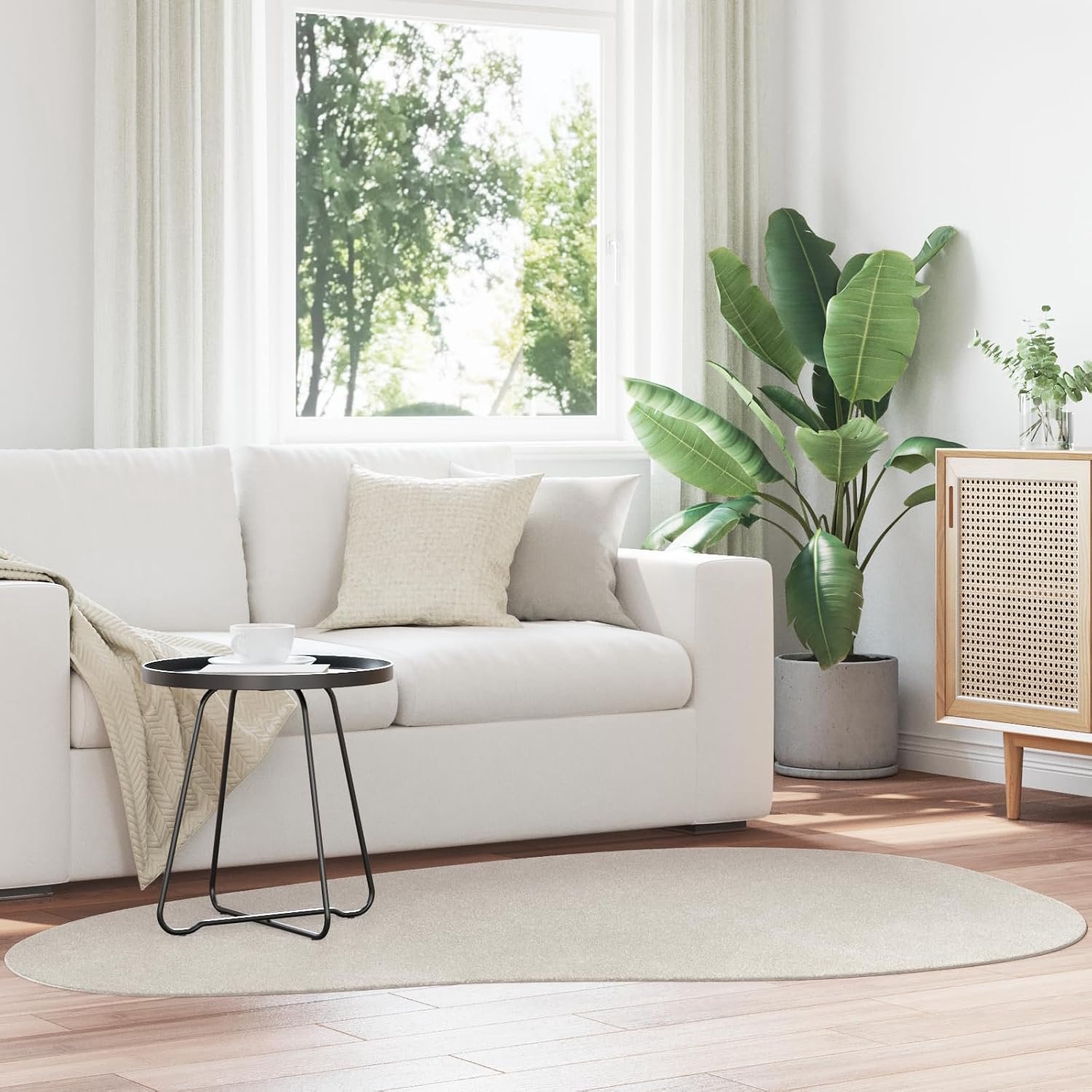 Huarte Vloerkleed, laagpolig, wasbaar, zandkleuren, 140 x 200 cm, zacht en elegant, voor woonkamer, slaapkamer, hal, met modern design en machinewasbaar, voor stijlvol