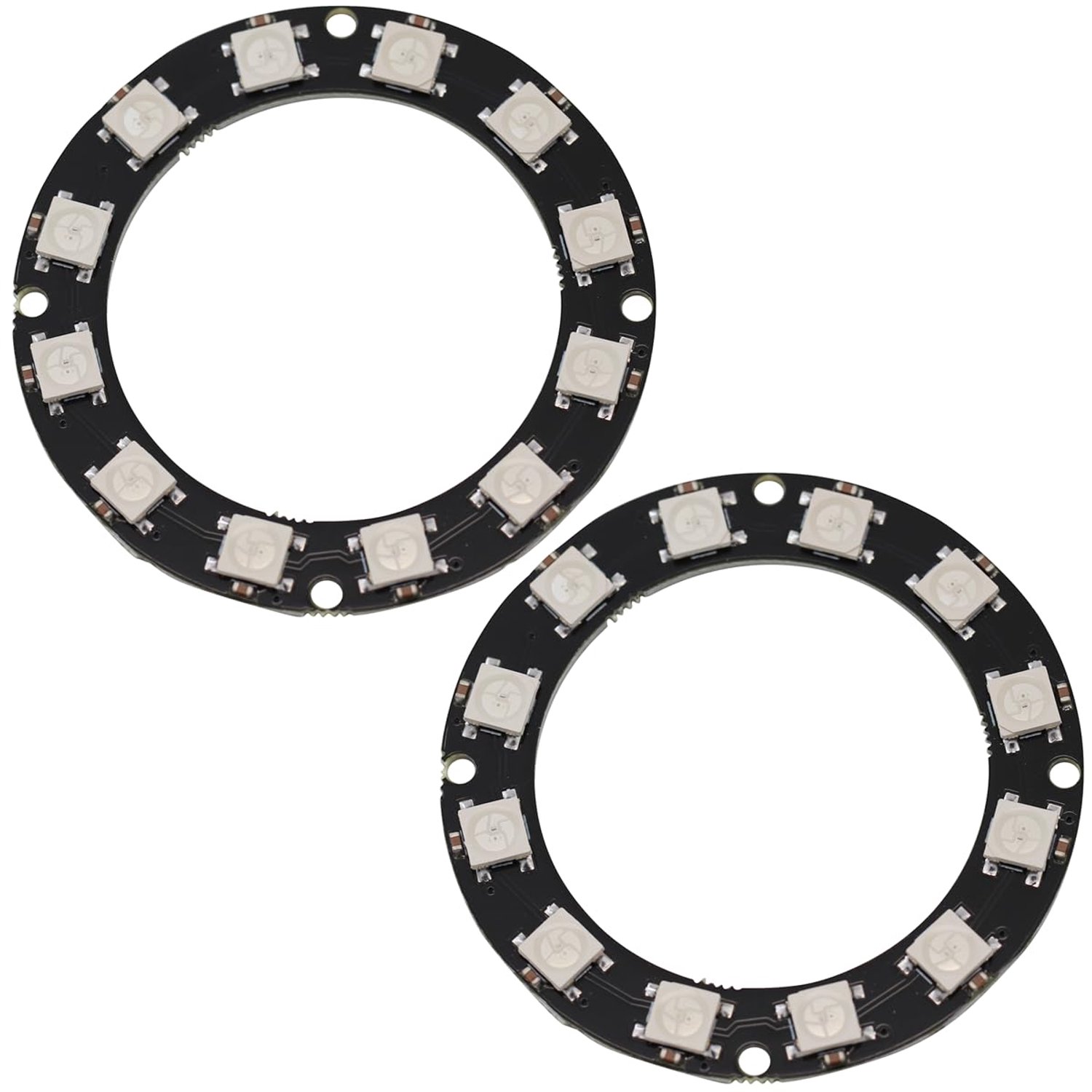 WS2812 5050 5 V RGB-LED-ring 12 LEDs Vollkleur RGB-lichtmodule-accessoire LED-ringlampenprintplaat voor decoratie (2 stuks)