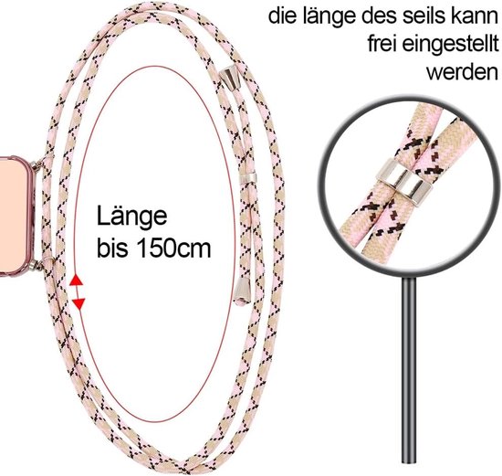 Micoden voor iPhone 15 Plus hoesje met riem crossbody sleutelkoord koord nek schattig hart voor meisjes vrouwen houder met ketting siliconen schokbestendige hoes voor iPhone 15 Plus roze — afbeelding 5