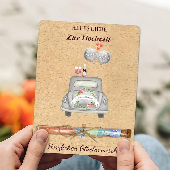 Geldgeschenk voor bruiloft met reageerbuis, unieke verpakking voor huwelijkscadeaus, bruiloftskaart, origineel cadeau idee voor het bruidspaar — afbeelding 2