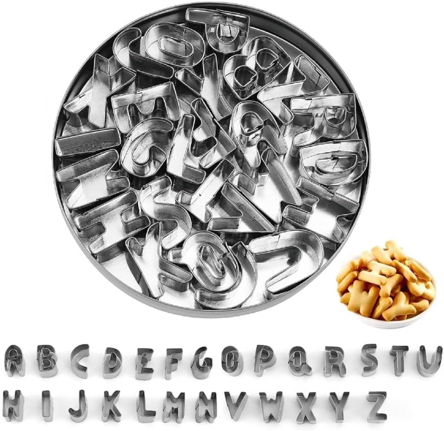 Koekjesuitsteekvormen alfabet letters - roestvrij staal - duurzaam en veilig - perfect voor creatieve bakprojecten - ShopVlot