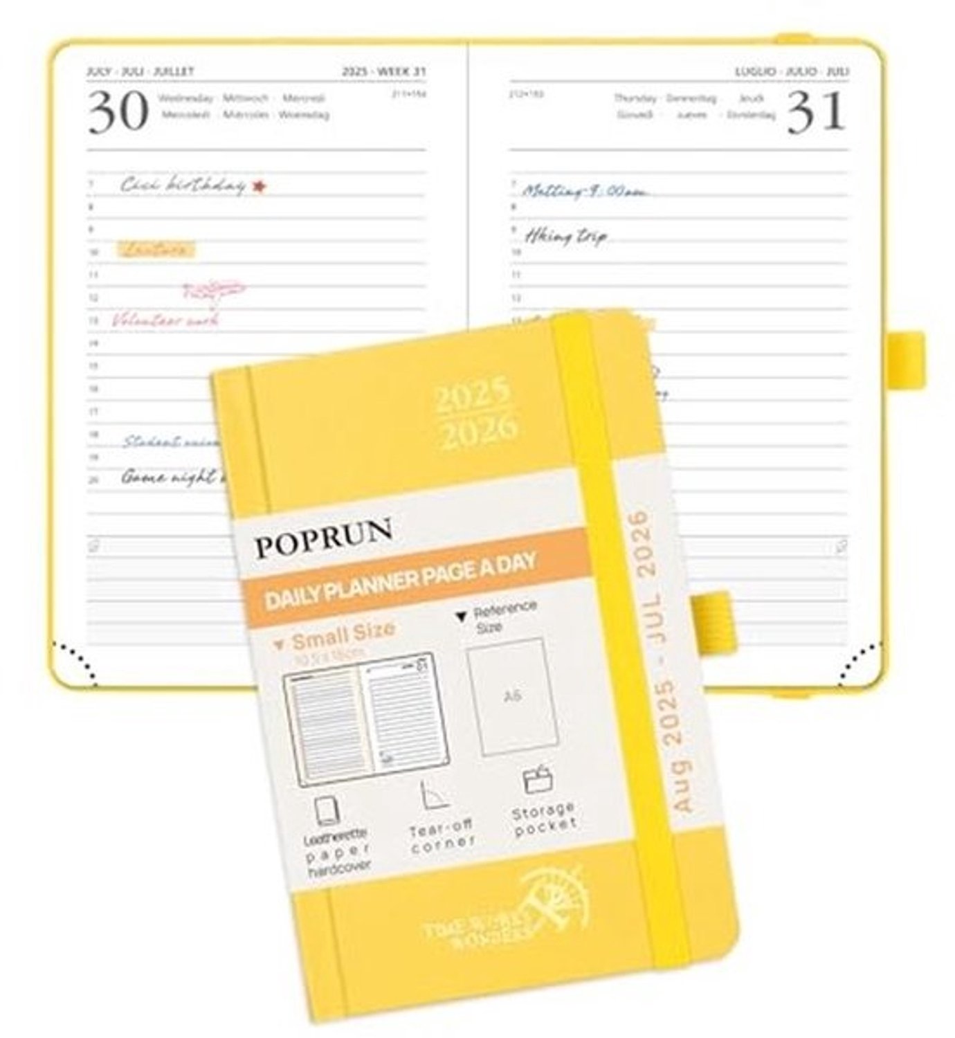 Agenda Pocket 2025-2026 | Dagplanner 1 pagina per dag | Schoolplanner | harde kaft 16 x 10,5 cm