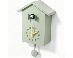 HERCHR Vogelhuis wandklok, vogel spraakoproep Scandinavische stijl huis slinger muur opknoping klok met aangenaam - ShopVlot