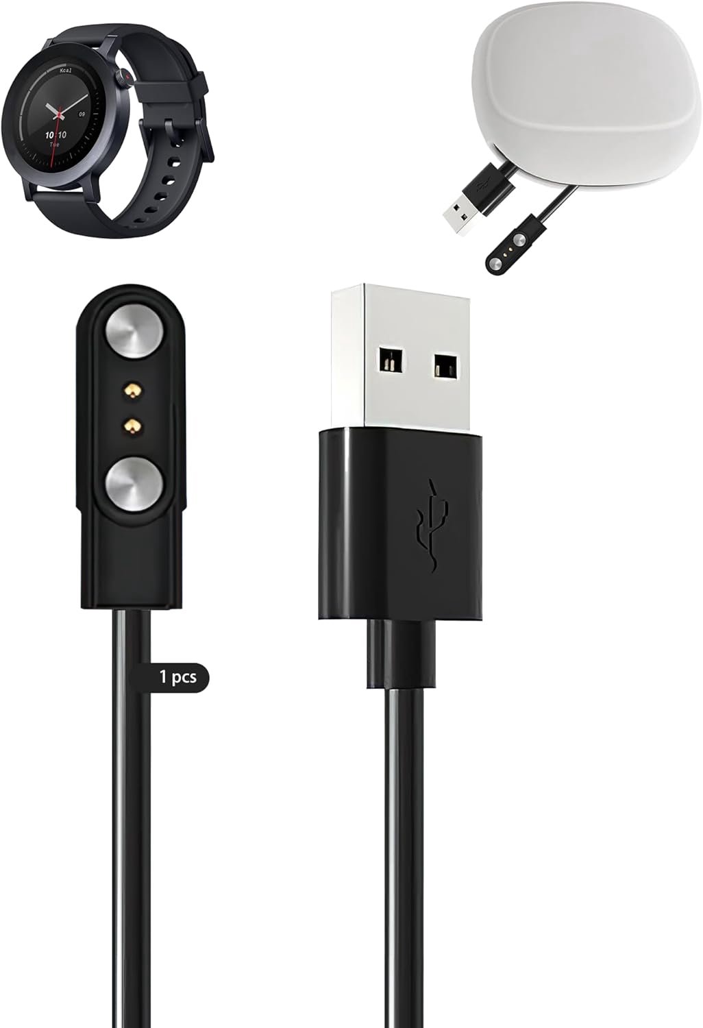 Oplaadkabel voor smartwatch - magnetische bevestiging - snel opladen - draagbare siliconen opbergtas - ShopVlot