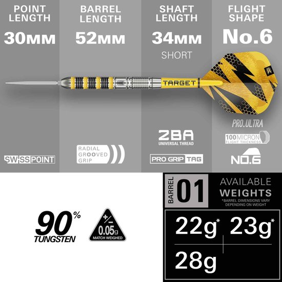 Target Buzz 01 Swiss Point 90% - Dartpijlen — afbeelding 4