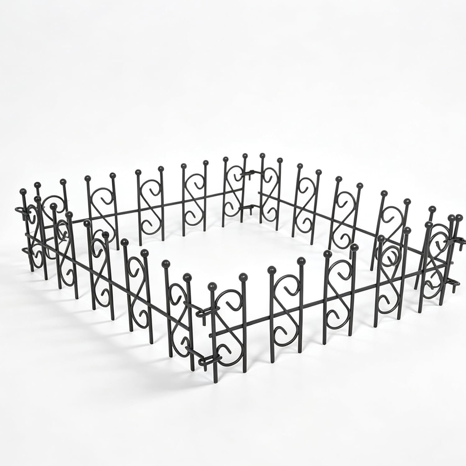 Mini metalen tuinhekset, 4-delig. Afneembare begrenzingshek voor bloempotten plantendecoratie feeëntuin microlandschap decoratie decoratief ornament bruin