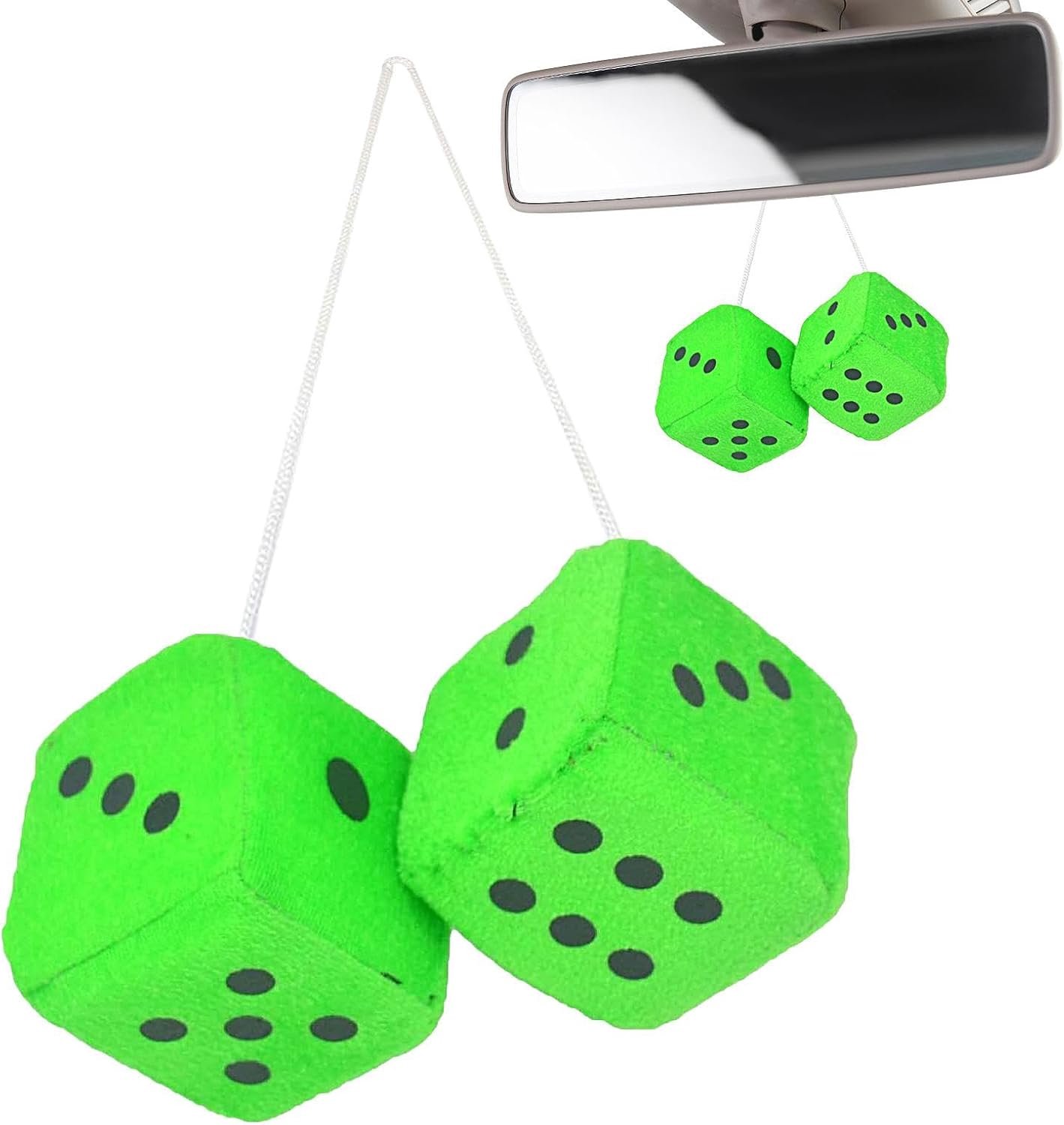 Auto Dice, auto achteruitkijkspiegel pluche kubus - zacht en pluizig auto-bedelinterieur ornament voor sedan, truck, SUV hangende decoratie