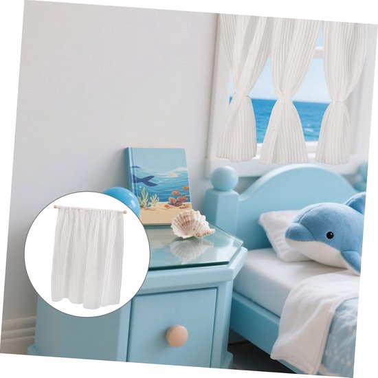 Miniatuurmeubelen Raamgordijnen Poppenhuismeubelen Realistische Miniatuurhuisstoffen Gordijnen Mini Huismeubelen Kleine Poppenhuismeubelen Kleine Meubels Miniaturen Wit — afbeelding 3