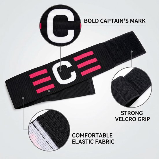 3 stuks kapiteinsbanden voetbal, elastische kapiteinsband met letter C voor volwassenen en jongeren, nylon met klittenbandsluiting (31 x 6,5 cm) in zwart, groen, oranje, voor professionals — afbeelding 3