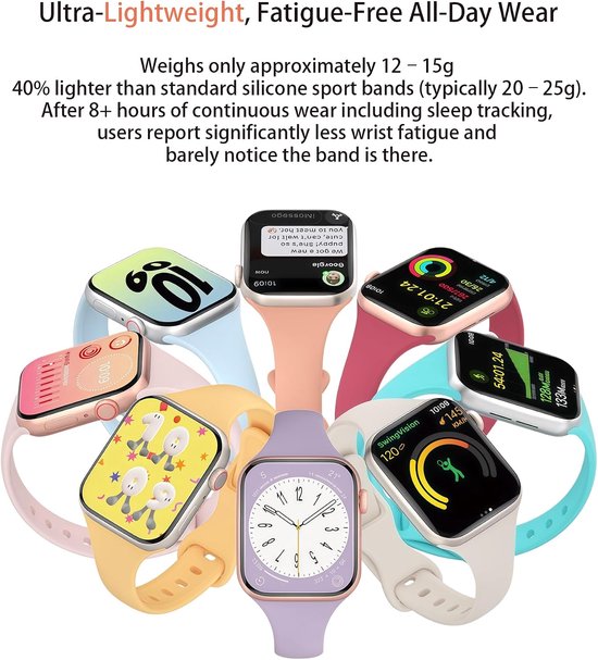 Slanke Smalle Dunne Silicone Band Compatibel met Apple Watch Ultra3/2/1 SE3/2/1 Series11/10/9/8/7/6/5/4/3/2/1 – Sportieve Waterdichte Klassieke Band voor 38-49 mm — afbeelding 2