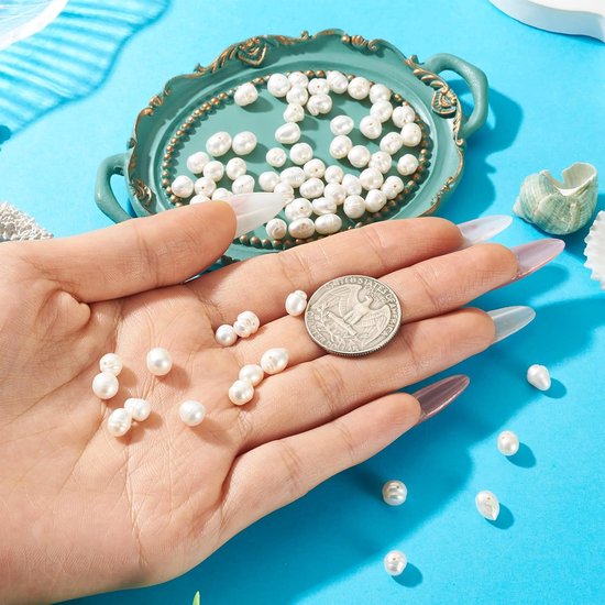 70 Stuks Natuurlijke Gekweekte Zoetwaterparelkralen Onregelmatige Aardappelvormige Parelkralen voor DIY Ketting Armband Oorbellen Sieraden Maken 6mm — afbeelding 5