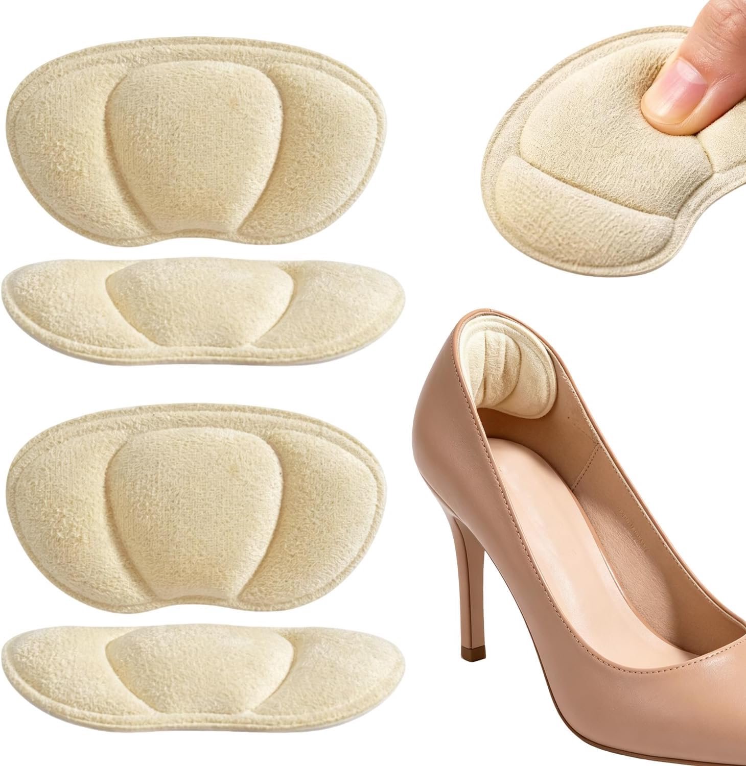 2 paar hielkussens voor schoenen, zacht, beige