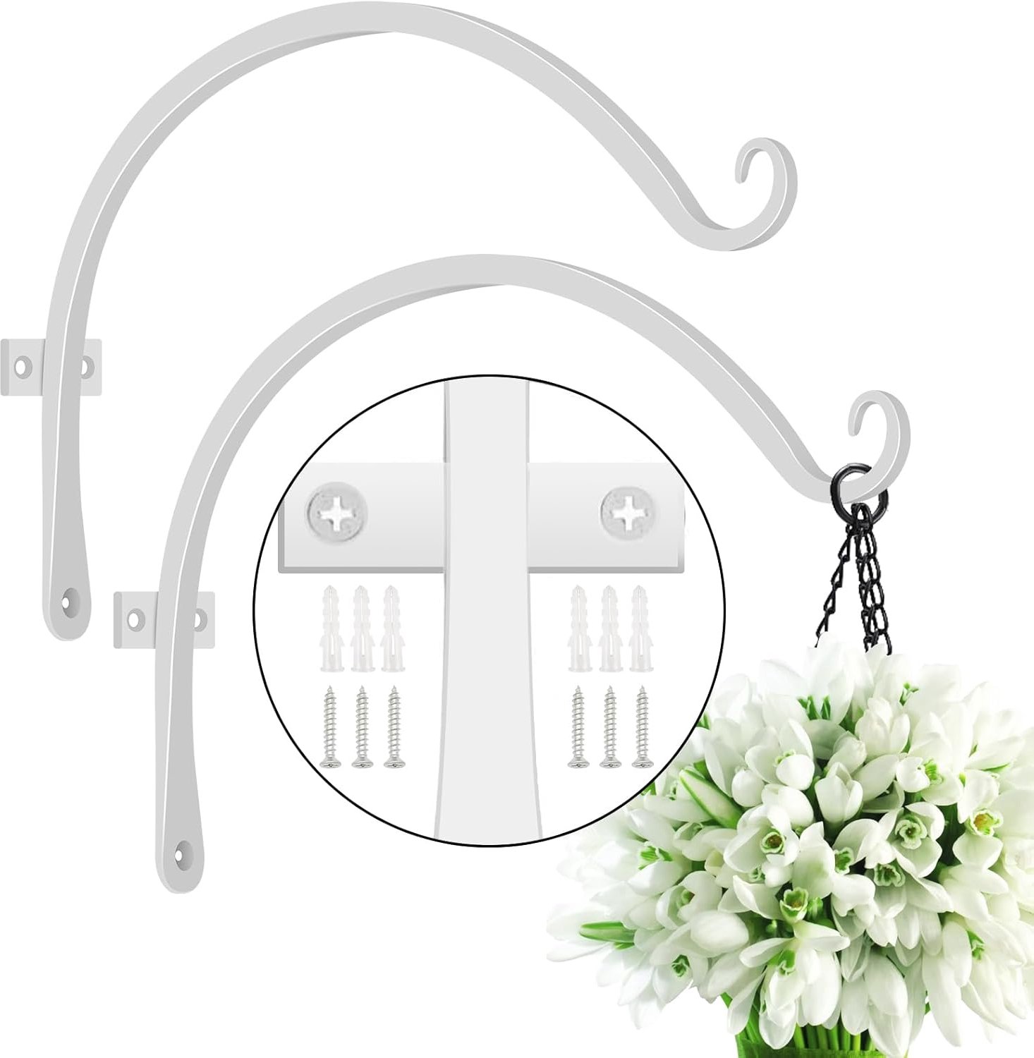 Feed Garden Wandhaak Opknoping Plant Hanger Outdoor Opknoping Plant Beugel voor Vogelvoeders (Wit, 12)