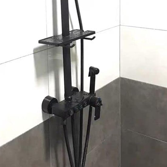 2 stuks rozet douchekranen, 3/4 inch roestvrij staal, zwarte rozet buisafdekking voor douchekranen, kranen, radiatoren (80 x 30 mm) — afbeelding 3