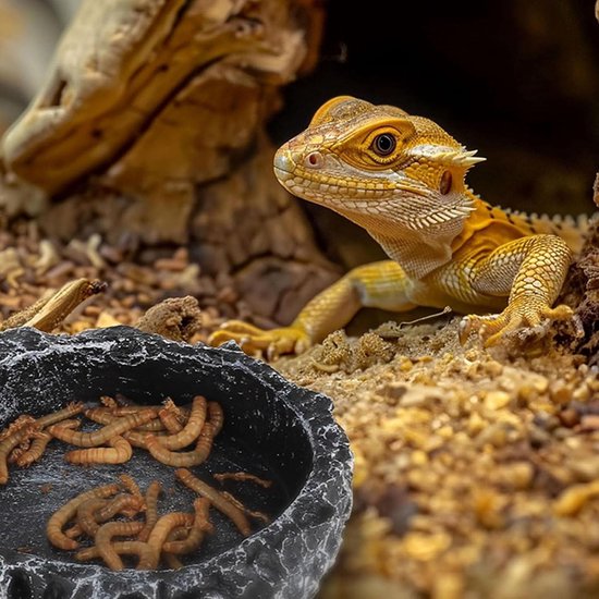 Reptiel Waterschotel Hars Gesimuleerde Rotskom voor (Vierkant — afbeelding 3