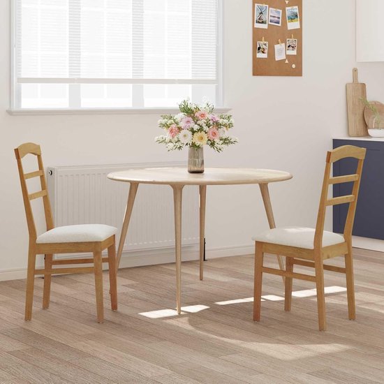 Vintage eetkamerstoelen, set van 2 stuks, van massief rubberhout met gelakte afwerking en zitkussen, klassiek design voor eetkamer, keuken of werkkamer — afbeelding 2