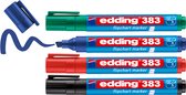 edding 383 flipover marker - zwart/blauw/rood/groen - bijtelpunt 1 - 5 mm - geschikt voor flipchart - drukt niet door op papier