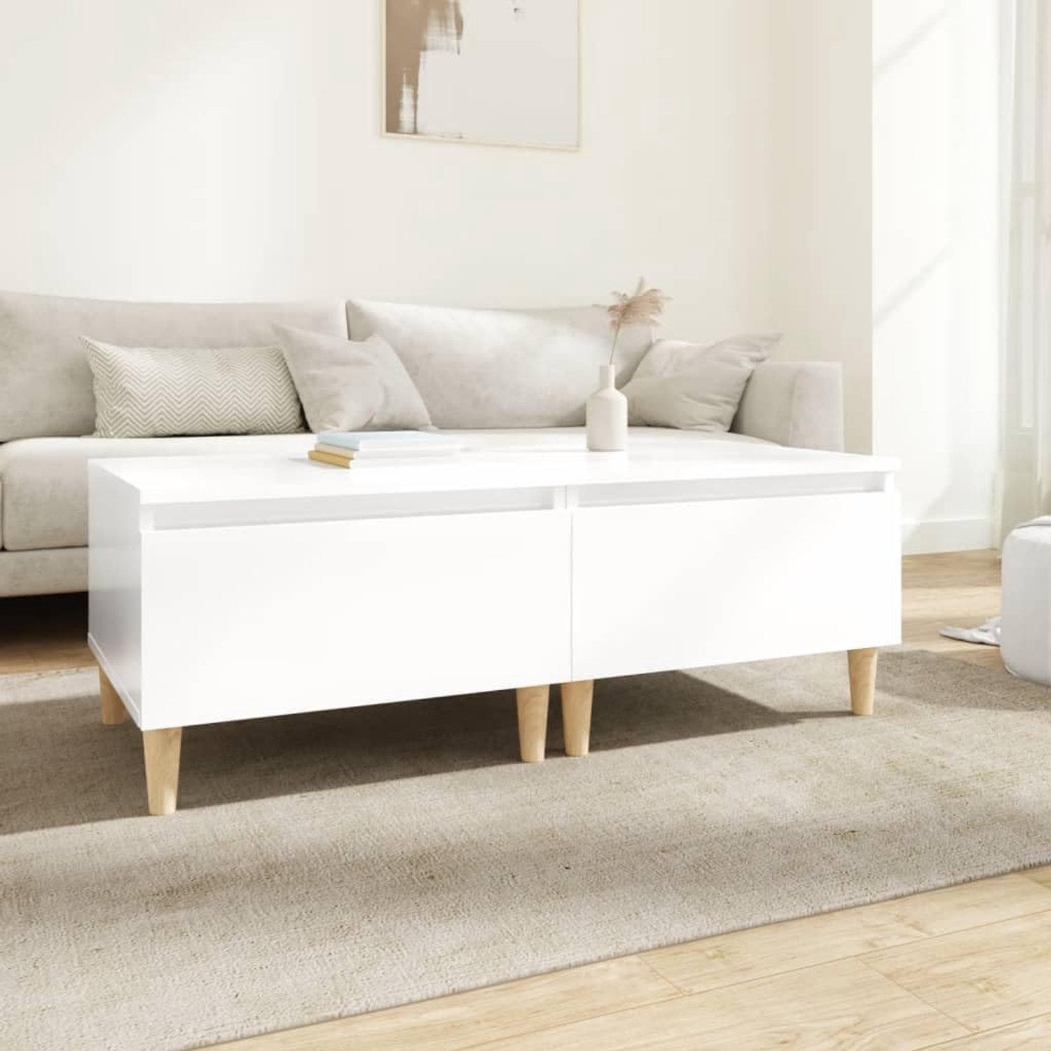 Opzettafel, bijzettafel, bijzettafel, 2 stuks, hoogglans-wit, 50 x 46 x 35 cm, houtmateriaal voor woonkamer, slaapkamer, werkkamer