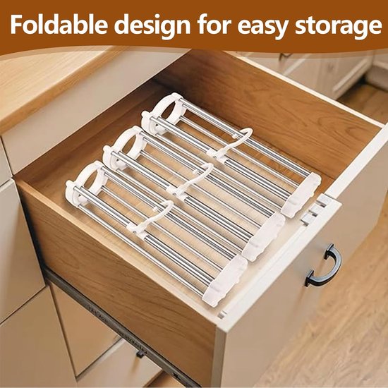 3 stuks broekhangers, ruimtebesparende broekhangers, opvouwbaar, antislip, kledinghanger, meervoudige kledinghanger, wit, kledingkast, organizer voor broeken, jeans, sjaals, handdoeken — afbeelding 2