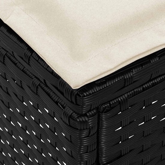 Poly rotan kruk set van 2 38x38x45 cm zwart crème — afbeelding 2