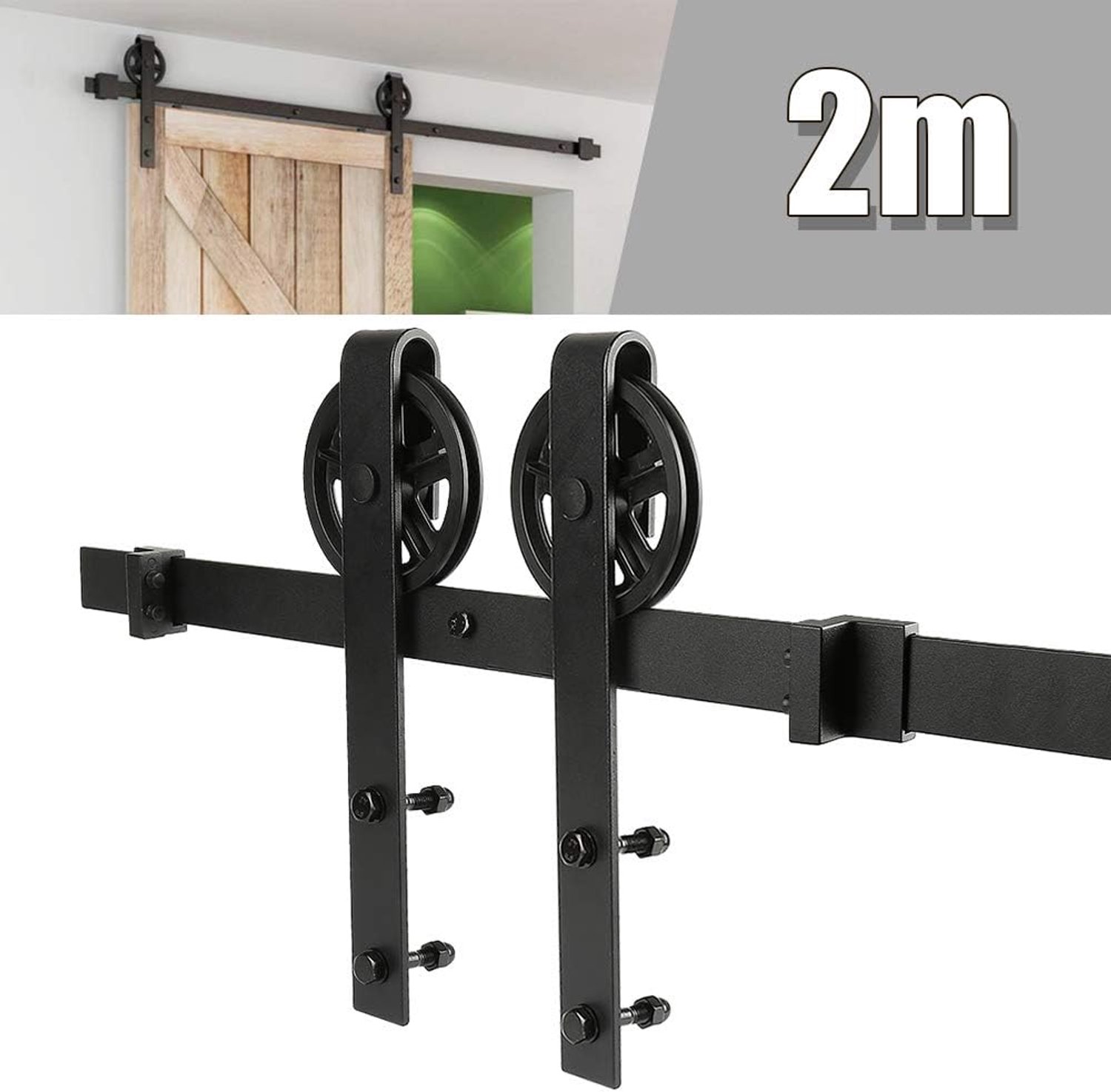 Schuur Deur Schuifbaan, voor Houten Schuifdeur Hardware Closet Set 200 cm, Round