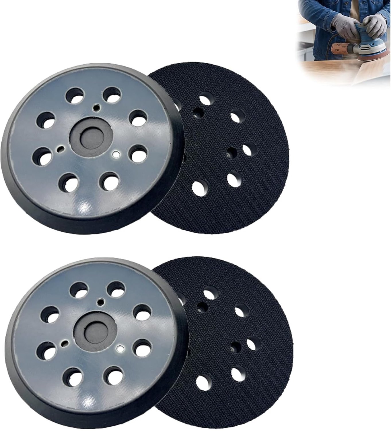 125 mm schuurzool, 8 gaten, PU, ​​voor excentrische schuurmachine