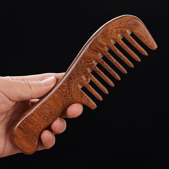 Haarkam Houten, Natuurlijke Duurzaam Hout Biologisch Afbreekbaar Dubbelzijdig Gesneden Sandelhouten Kam Antistatische Sandelhout Klassieke Chinese Style Schoonheidsverzorging Kam-Brede kam — afbeelding 4