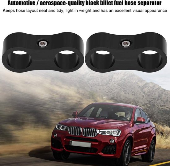 2 stuks AN6 gevlochten slangscheider klemfitting adapterbeugel universele precisie gefreesde aluminiumlegering houdt de slangindeling netjes voor automotive raceauto (Black) — afbeelding 3