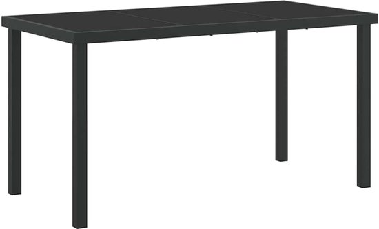 Poly rattan glazen tafelblad buiten eetset moderne zwarte 5 delige set — afbeelding 4