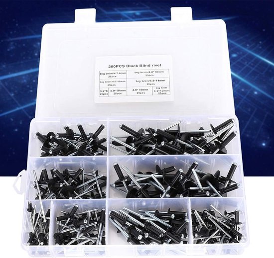 200 Stuks Blindklinknagels, Aluminium Constructie — afbeelding 4