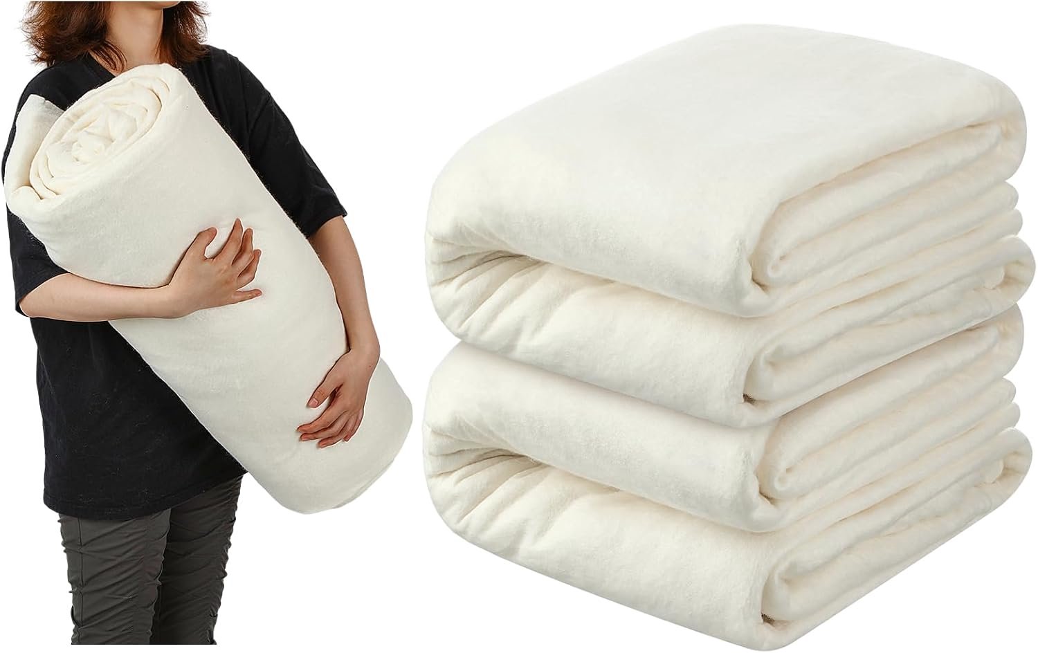 Peryiter 2 stuks quilt batting king size 300 x 300 cm katoen poly vulstof warme middelzware batting rol voor stoffering vulling dekens en quilten, naaien, ambachtelijke benodigdheden