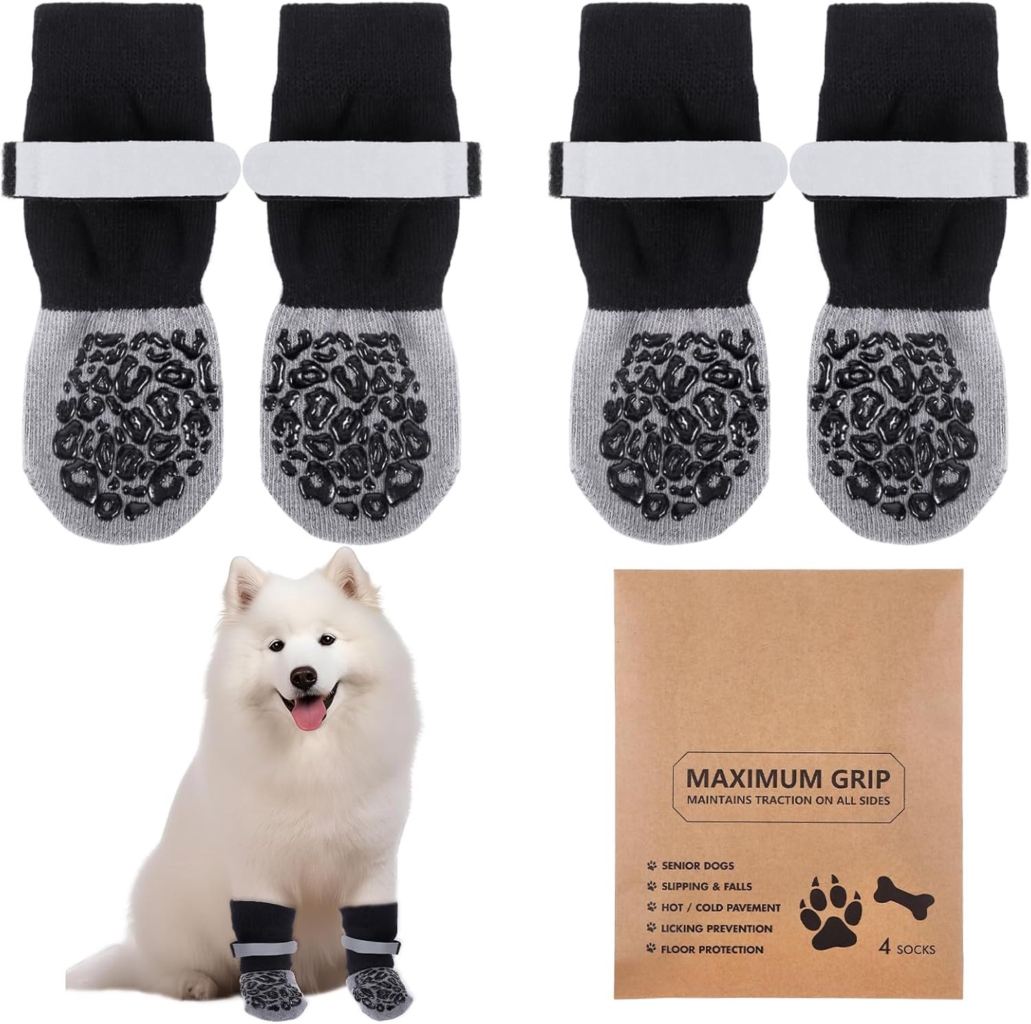 2 Paar hondensekken, hondensekken anti-slip, hondenschoenen zomer, pootbescherming hond, hondenschoenen sokken, honden sokken voor binnen en buiten, bescherming tegen krassen op hardhouten