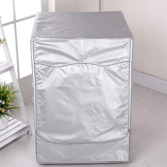 lyrlody Wasmachineafdekking, waterdichte afdekking voor de wasmachine met ritssluiting, stofdichte wasmachine-afdekking, zilver (L-opening) — afbeelding 5