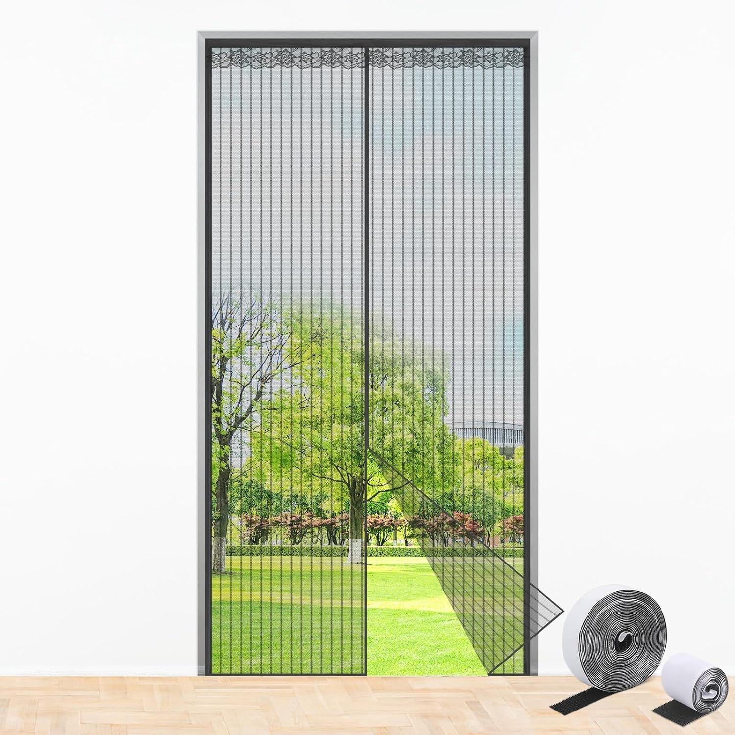 Vliegenscherm voor Balkon- en Terrasdeuren 90 x 210 cm met Sterke Magneten en Insectenbescherming, Eenvoudige Installatie zonder Boren