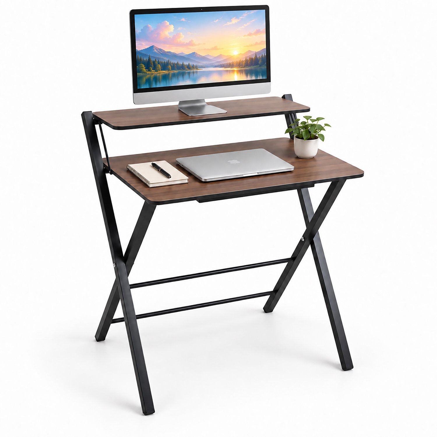 Bureau - bruin en zwart - 70x82x56 cm - voor thuiskantoor