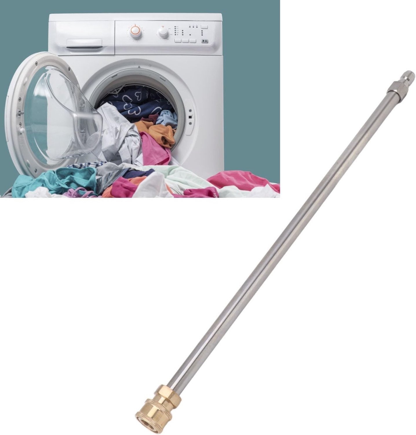Hogedrukreiniger verlengstuk van 16 inch, RVS lance met 1/4 inch snelkoppeling voor efficiënt reinigen en hardnekkig vuil verwijderen