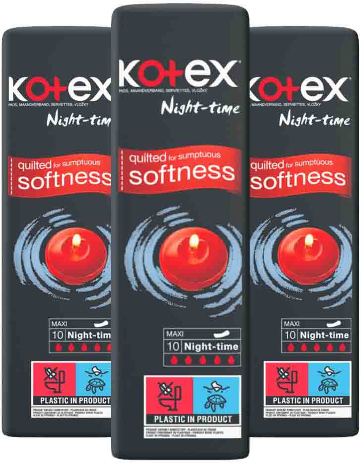 Kotex - Maxi Night - 3 x 10 stuks - Voordeelverpakking