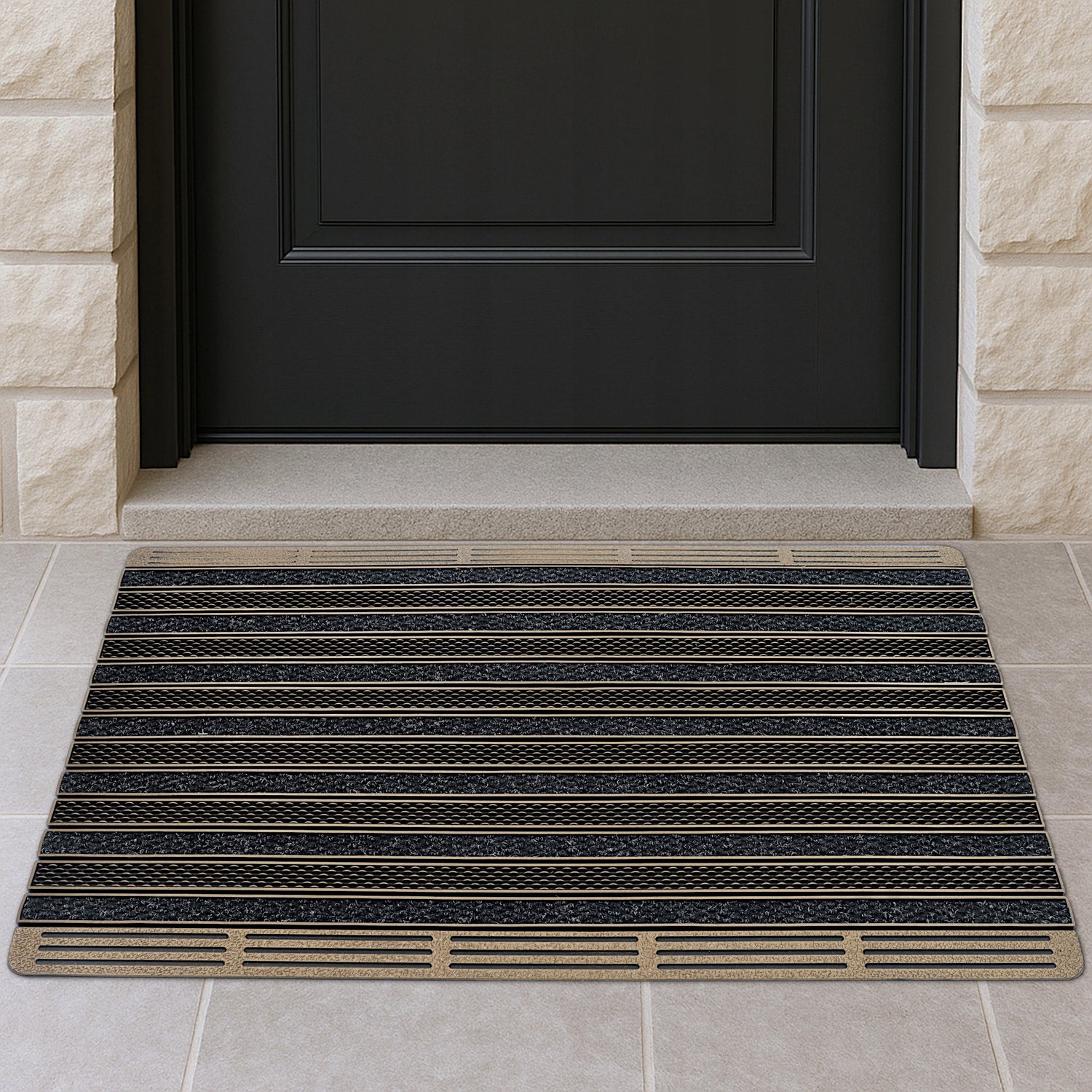 Merkloze Deurmat Buiten 60x90 cm - Robuuste Systeemmat voor Schoenen - Bruin