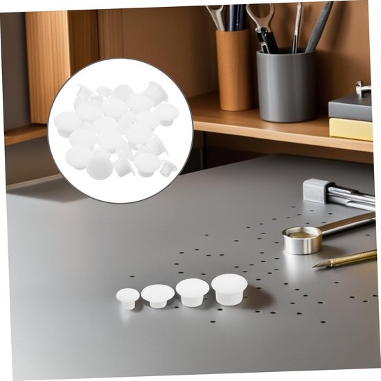 200 Stuks Ronde Plastic Meubelpluggen Decoratieve Afdekdopjes voor Meubels Kasten Planken Eenvoudig Te Monteren zonder Gereedschap Wit — afbeelding 4
