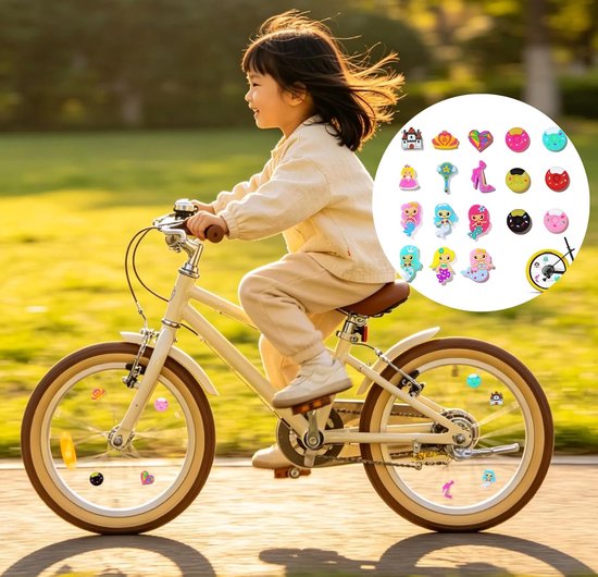 18 stuks fiets spaakdecoratie cartoon fiets spaakkralen donuts zeemeerminnen plastic clip wiel spaken decoraties voor fiets wiel styling accessoires om kleur toe te voegen aan fietsen wielen — afbeelding 4