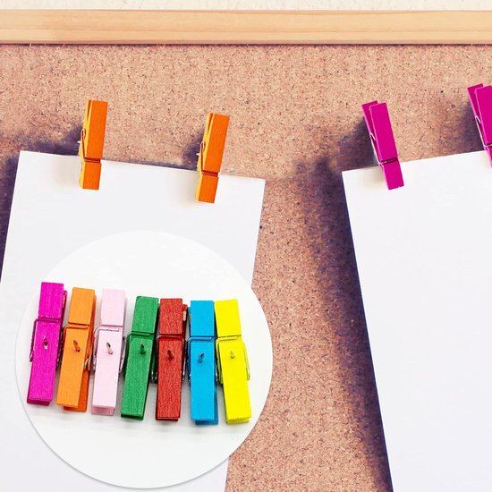 50 stuks push-pinclips, spelden met houten klemmen, meerkleurige houten clips, punaises, creatieve punaises voor kaarten, notities, foto's, school, kantoor, handwerk — afbeelding 5